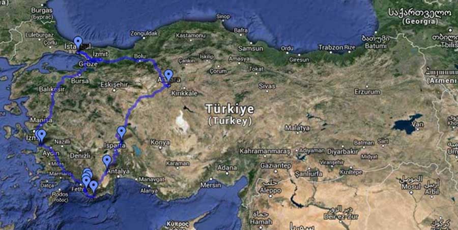 Ankara Kaş Turu Güzergahı ve Rotası (Ankara Kaş Route)