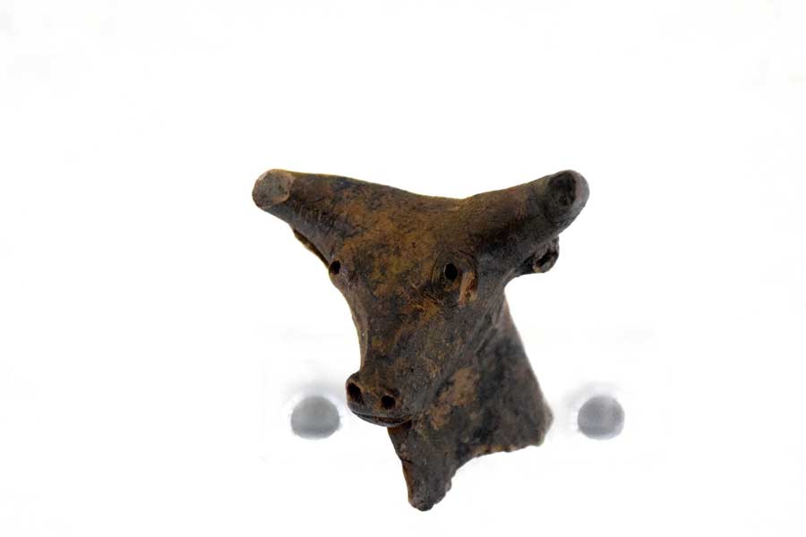 Antalya Müzesi fotoğrafları Tunç çağı boğa figürini - Turkey Antalya Archaeological Museum bronze age bull figurine
