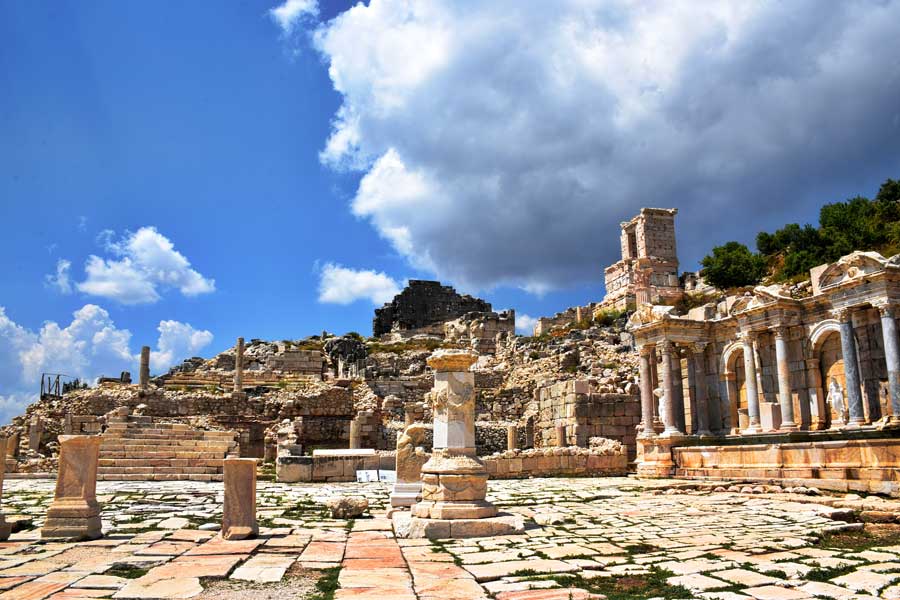 Sagalassos antik kenti fotoğrafları Antoninler çeşmesi ve yukarı agora Burdur - Turkey the Mediterranean region Sagalassos ancient city Antonine nymphaeum and upper agora