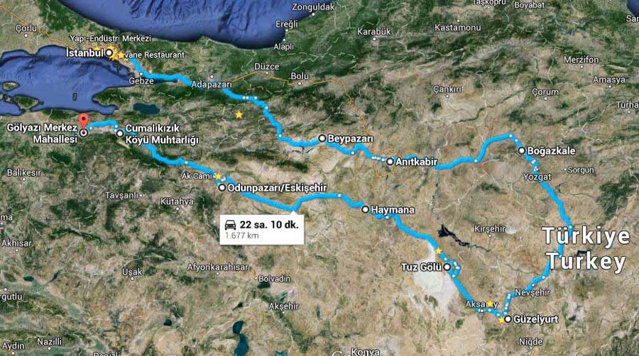 İç Anadolu bölgesi güzergahı - Central Anatolia route