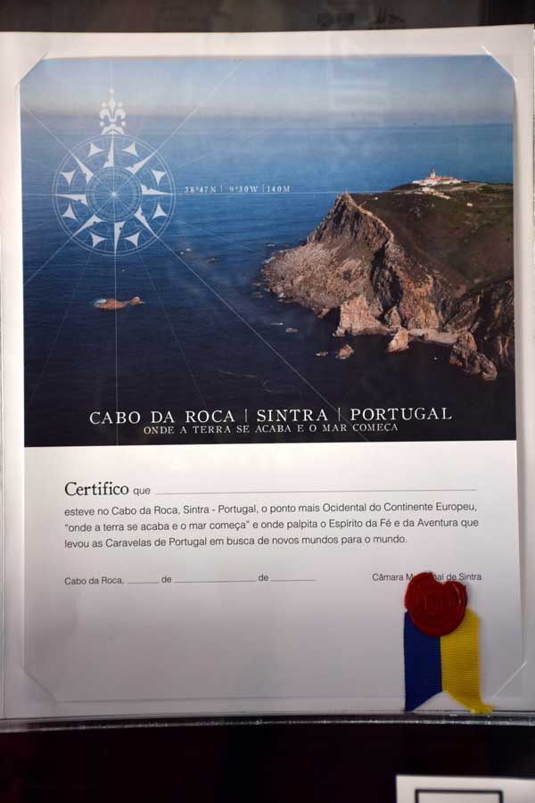 Avrupa'nın en batı ucu Roca Burnu sertifikası - Cabo da Roca, Roca Cape Monument, Europe's westernmost