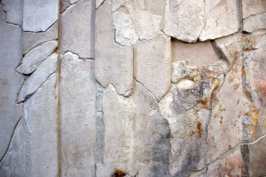 Roma Ara Pacis Müzesi sunak restorasyon izleri - Ara Pacis Museum altar restoration fragments