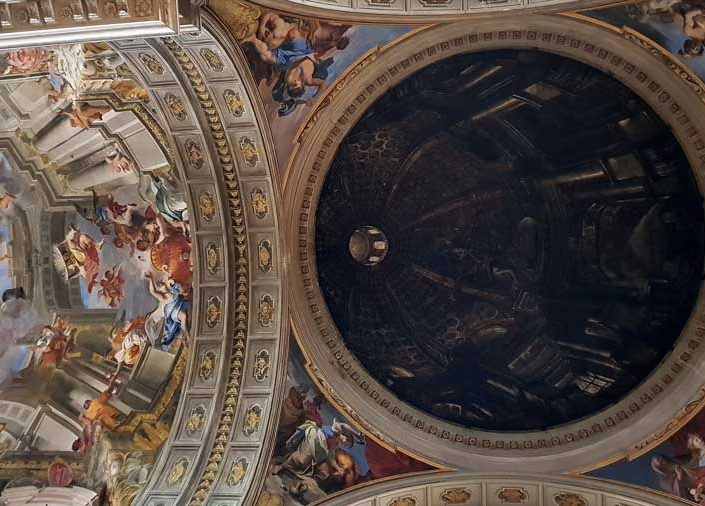 Roma Loyola veya Aziz Ignazio Kilisesi sahte kubbesi ve tavan resimleri - Rome Church of St. Ignatius of Loyola (Sant'Ignazio di Loyola) drawing dome and ceiling frescoes