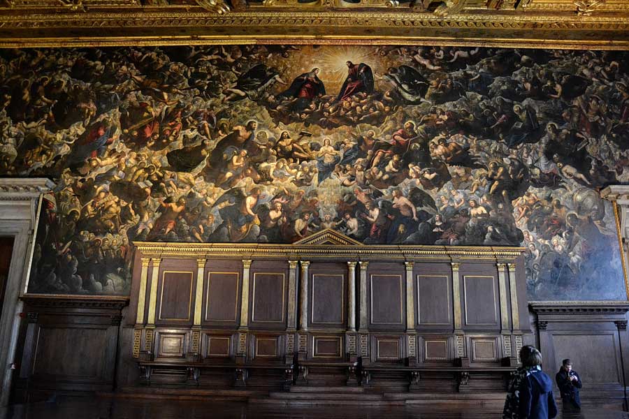 Venedik fotoğrafları Doçlar Sarayı Büyük Konsül Salonu Tintoretto'nun Cennet tablosu - Venice photos Palazzo Ducale Chamber of the Great Council, Paradiso by Tintoretto
