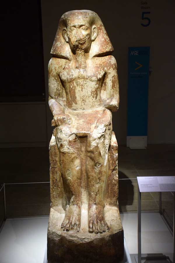 İtalya Torino Mısır müzesi, Neferhotep'in oğlu olan vali Wahka heykeli (kireçtaşı) - Turin Egyptian Museum statue of the governor Wahka, son of Neferhotep (limestone)