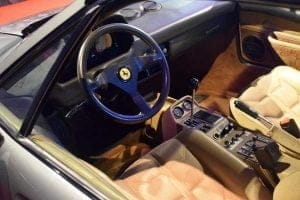 Torino Otomobil Müzesi 1982 model Ferrari 208 GTB Turbo içi - Turin Automobile Museum 1982 interior of the Ferrari 208 GTB Turbo (Museo Nazionale dell'Automobile)