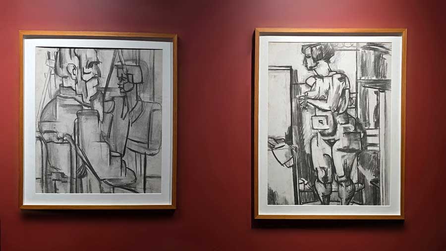 İstanbul Resim ve Heykel Müzesi, Ali Avni Çelebi, Oturan Erkek ve Nü Eserleri, Kağıt üzerine füzen - Istanbul Painting and Sculpture Museum, Seated Man and Nude, Charcoal on paper