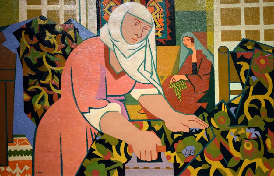 İstanbul Resim ve Heykel Müzesi, Nurullah Berk, Ütü Yapan Kadın, Tuval üzerine yağlıboya, (1950) - Istanbul Painting and Sculpture Museum - Istanbul Painting and Sculpture Museum, Woman Ironing, oil on canvas