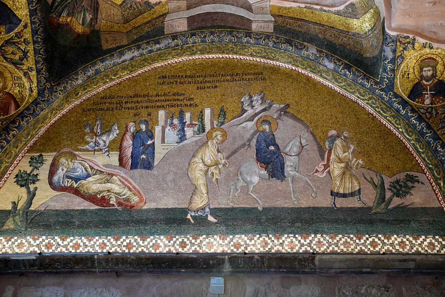 Kariye mozaikleri Yusuf'un Rüyası ve Bethlehem'e Gidişi mozaiği - The Chora mosaics of Joseph's dream and the journey to Bethlehem