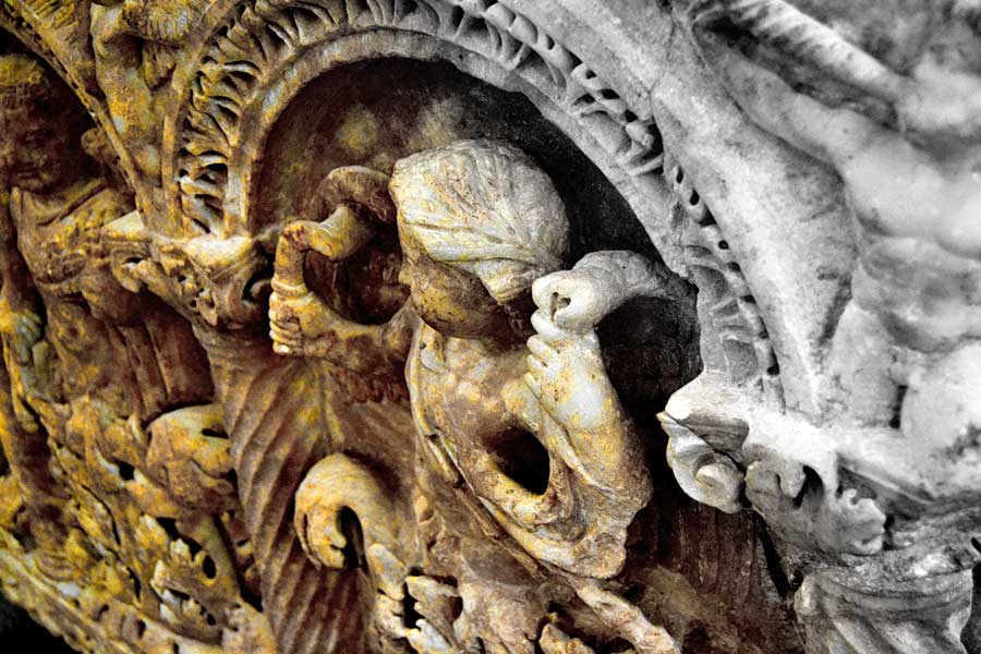 Afrodisias antik kenti Roma dönemi lahit detayı, Afrodisias fotoğrafları - Detail of a Roman sarcophagus, Aphrodisias photos