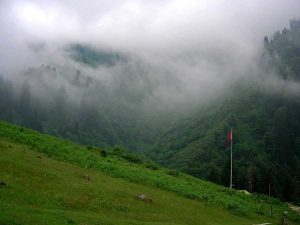 Ayder yaylasında bulunan dağlar ve ay yıldız, Ayder Yaylası fotoğrafları - mountains and the Turkish flag, Ayder Plateau photos