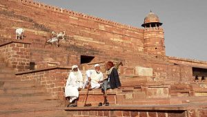 Fetihpur Sikri Ulucami Bülend Dervaze ve Hintli Müslümanlar Hindistan - Indian Muslims at Jama Mosque Fatehpur Sikri