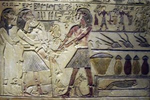 Torino Mısır Müzesi Neferu ve Lti cenaze törenini gösteren tablet - Turin Egyptian Museum Funerary stela showing Lti and Neferu